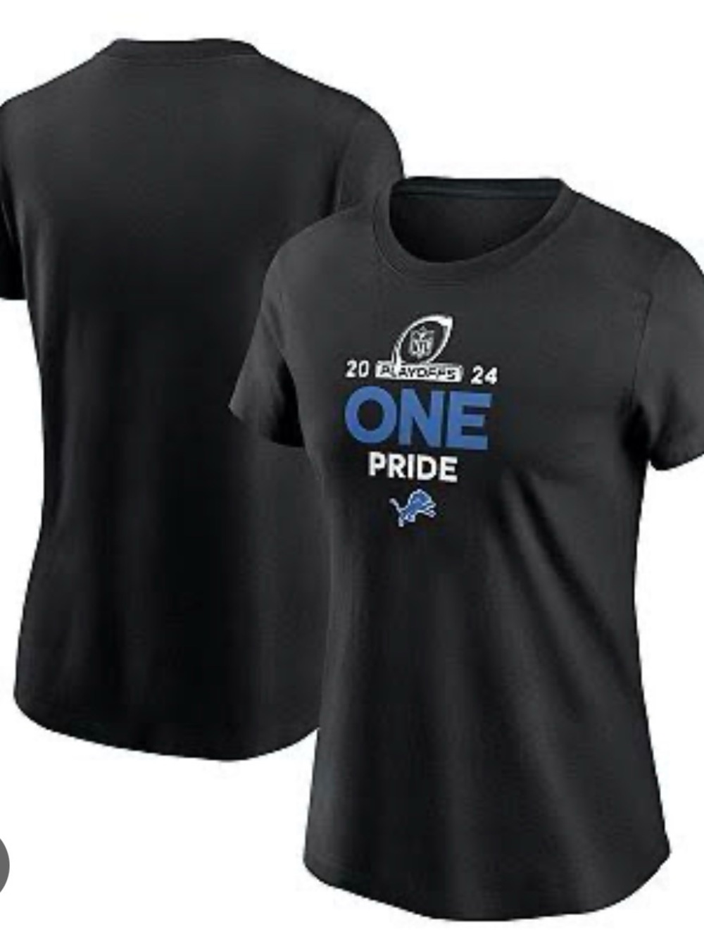 Detroit Lions Women's Black "One Pride" Playoffs T-Shirt 2024